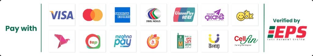 Accepted payment methods via EPS: Visa, Mastercard, bKash, Nagad, Rocket, and more